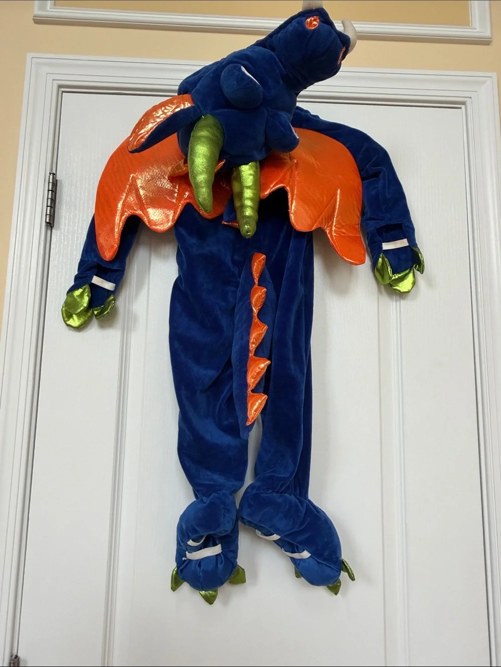 Blue and Lime Plush Dragon Kids Costume